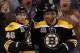 BOSTON, MA - FEBRUARY 8: Jarome Iginla #12 of the Boston Bruins celebrates his goal with David Krejci #46 of the Boston Bruins against the Ottawa Senators in the 2nd period at TD Garden on February 8, 2014 in Boston, Massachusetts. (Photo by Jim Rogash/