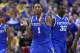 ST LOUIS, MO - MARCH 23: James Young #1 of the Kentucky Wildcats reacts after a play against the Wichita State Shockers during the third round of the 2014 NCAA Men's Basketball Tournament at Scottrade Center on March 23, 2014 in St Louis, Missouri. (Ph