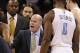 Feb 11, 2014; Charlotte, NC, USA; Charlotte Bobcats head coach Steve Clifford talks to his team during the second half against the Dallas Mavericks at Time Warner Cable Arena. The Bobcats won 114-89. Mandatory Credit: Sam Sharpe-USA TODAY Sports