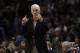 Mar 16, 2014; San Antonio, TX, USA; San Antonio Spurs head coach Gregg Popovich gives direction to his team during the first half agasint the Utah Jazz at AT&T Center. Mandatory Credit: Soobum Im-USA TODAY Sports