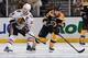 BOSTON, MA - JUNE 24 : Jonathan Toews #19 of the Chicago Blackhawks skates against Brad Marchand #63 of the Boston Bruins in Game Six of the Stanley Cup Final at TD Garden on June 24, 2013 in Boston, Massachusetts. (Photo by Brian Babineau/NHLI via Getty