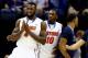 MEMPHIS, TN - MARCH 27: Patric Young #4 of the Florida Gators reacts against the UCLA Bruins during a regional semifinal of the 2014 NCAA Men's Basketball Tournament at the FedExForum on March 27, 2014 in Memphis, Tennessee. (Photo by Streeter Lecka/Gett