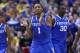 ST LOUIS, MO - MARCH 23: James Young #1 of the Kentucky Wildcats reacts after a play against the Wichita State Shockers during the third round of the 2014 NCAA Men's Basketball Tournament at Scottrade Center on March 23, 2014 in St Louis, Missouri. (Ph