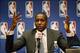 May 9, 2013; Denver, CO, USA; Denver Nuggets general manager Masai Ujiri during the press conference naming him NBA executive of the year at the Pepsi Center. Mandatory Credit: Chris Humphreys-USA TODAY Sports