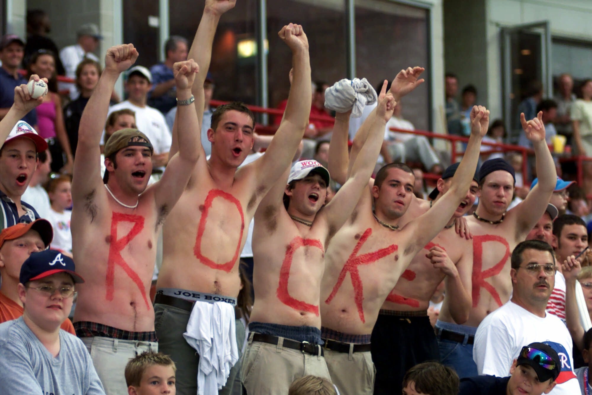 Controversial Atlanta Braves pitcher John Rocker screams in