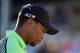 Feb 28, 2014; Palm Beach Gardens, FL, USA; Tiger Woods walks off the course after finishing the second round of The Honda Classic at PGA National GC Champion Course. Mandatory Credit: Bob Donnan-USA TODAY Sports