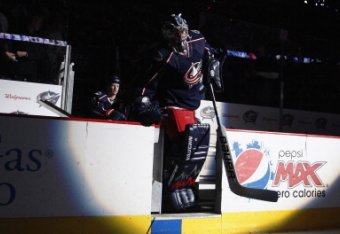 COLUMBUS, OH - JANUARY 19: Steve Mason #1 of the Columbus Blue Jackets takes the ice for the game against the Nashville Predators at Nationwide Arena on January 19, 2012 in Columbus, Ohio. (Photo by John Grieshop/Getty Images)
