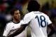 KUALA LUMPUR, MALAYSIA - JULY 21: Eden Hazard of Chelsea congratulates Romelu Lukaku after he scored the 3rd goal during the match between Chelsea and Malaysia XI on July 21, 2013 in Kuala Lumpur, Malaysia. (Photo by Stanley Chou/Getty Images)