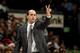 DENVER - MARCH 2: Head coach Jeff Van Gundy of the Houston Rockets signals a play during the NBA game against the Denver Nuggets at Pepsi Center on March 2, 2007 in Denver, Colorado. The Rockets won 108-97. NOTE TO USER: User expressly acknowledges and a