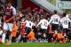 LONDON, ENGLAND - APRIL 06: Steven Gerrard #8 of Liverpool celebrates after scoring his team's second goal from the penalty spot during the Barclays Premier League match between West Ham United and Liverpool at Boleyn Ground on April 6, 2014 in London, E