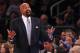 NEW YORK, NY - FEBRUARY 1: Head coach Mike Woodson of the New York Knicks yells to a ref during the second half of a game against the Miami Heat at Madison Square Garden on February. 1, 2014 in New York City. The Heat defeated the Knicks 106-91. NOTE TO