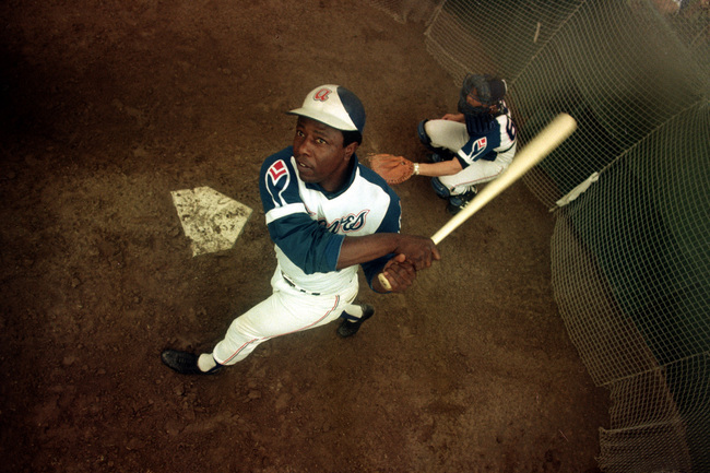 Hank Aaron, just before breaking home run record, visited Albion in 1974