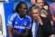 LONDON, ENGLAND - AUGUST 18: Chelsea manager Jose Mourinho talks to substitute Romelu Lukaku of Chelsea during the Barclays Premier League match between Chelsea and Hull City at Stamford Bridge on August 18, 2013 in London, England. (Photo by Richard He