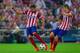 MADRID, SPAIN - APRIL 09: Raul Garcia of Club Atletico de Madrid and Gabi of Club Atletico de Madrid on the ball during the UEFA Champions League Quarter Final second leg match between Club Atletico de Madrid and FC Barcelona at Vicente Calderon Stadium