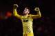 SUNDERLAND, ENGLAND - JANUARY 07: David De Gea of Manchester United celebrates as Nemanja Vidic scores their first goal during the Capital One Cup Semi-Final, first leg match between Sunderland and Manchester United at Stadium of Light on January 7, 2014