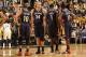 INDIANAPOLIS - JANUARY 4: Eric Gordon #10, Greg Stiemsma #34, Tyreke Evans #1 and Jrue Holiday #11 of the New Orleans Pelicans walk on the court against the Indiana Pacers at Bankers Life Fieldhouse on January 4, 2014 in Indianapolis, Indiana. NOTE TO U