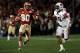 PASADENA, CA - JANUARY 06: Wide receiver Rashad Greene #80 of the Florida State Seminoles runs after a catch for a 49-yard gain in the fourth quarter against defensive back Ryan White #19 of the Auburn Tigers during the 2014 Vizio BCS National Championsh