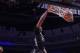 Apr 2, 2014; Chicago, IL, USA; McDonald's All American West center Jahlil Okafor (22) dunks the ball against McDonald's All American East forward Karl-Anthony Towns (32) during the second half at the United Center. The West defeats the East 105-102. Manda