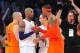 December 25, 2012; Los Angeles, CA, USA; Los Angeles Lakers shooting guard Kobe Bryant (24) greets New York Knicks small forward Carmelo Anthony (7) following the 100-94 victory at Staples Center. Mandatory Credit: Gary A. Vasquez-USA TODAY Sports