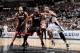 SAN ANTONIO, TX - JUNE 16: Tim Duncan #21 of the San Antonio Spurs battles for rebound position against Chris Bosh #1 and Shane Battier #31 of the Miami Heat during Game Five of the 2013 NBA Finals on June 16, 2013 at AT&T Center in San Antonio, Texas. NO