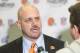 BEREA, OH - JANUARY 23: Cleveland Browns new head coach Mike Pettine fields questions from the media during a press conference to announce his hiring at the Browns training facility on January 23, 2014 in Berea, Ohio. (Photo by Jason Miller/Getty Images)
