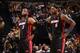 INDIANAPOLIS, IN - MARCH 26: Dwyane Wade #3 and LeBron James #6 of the Miami Heat stand on the court during a game against the Indiana Pacers on March 26, 2014 at Bankers Life Fieldhouse in Indianapolis, IN. NOTE TO USER: User expressly acknowledges and