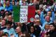 MANCHESTER, ENGLAND - MAY 19: Manchester City show their support for their former manager Roberto Mancini during the Barclays Premier League match between Manchester City and Norwich City at Etihad Stadium on May 19, 2013 in Manchester, England. (Photo