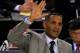 ARLINGTON, TX - APRIL 05: Former NBA player and broadcaster Grant Hill acknowledges the crowd during the NCAA Men's Final Four Semifinal between the Florida Gators and the Connecticut Huskies at AT&T Stadium on April 5, 2014 in Arlington, Texas. (Photo b