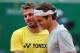 MONTE-CARLO, MONACO - APRIL 20: Finalists Roger Federer and Stanislas Wawrinka of Switzerland shake hands after a practice before the final during day eight of the ATP Monte Carlo Rolex Masters Tennis at Monte-Carlo Sporting Club on April 20, 2014 in Mon
