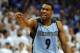Apr 21, 2014; Oklahoma City, OK, USA; Memphis Grizzlies guard Tony Allen (9) reacts to a call in action against the Oklahoma City Thunder during the fourth quarter in game two during the first round of the 2014 NBA Playoffs at Chesapeake Energy Arena. Man