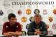 CHICAGO - JULY 24: Roy Keane, Captain of Manchester United, and Sir Alex Fergurson, Head Coach, speak at a Press Conferance before training at Soldier Fields on July 24, 2004 in Chicago, Illinois. (Photo by Phil Cole/Getty Images)