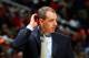 ATLANTA, GA - APRIL 24: Frank Vogel of the Indiana Pacers reacts to a call in Game 3 of the Eastern Conference Quarterfinals during the 2014 NBA Playoffs against the Atlanta Hawks at Philips Arena on April 24, 2014 in Atlanta, Georgia. NOTE TO USER: Use