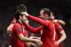 MANCHESTER, ENGLAND - APRIL 26: Juan Mata of Manchester United celebrates the fourth goal with Wayne Rooney during the Barclays Premier League match between Manchester United and Norwich City at Old Trafford on April 26, 2014 in Manchester, England. (Pho