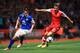 SOUTHAMPTON, ENGLAND - APRIL 26: Luke Shaw of Southampton is marshalled by Seamus Coleman of Everton during the Barclays Premier League match between Southampton and Everton at St Mary's Stadium on April 26, 2014 in Southampton, England. (Photo by Richa