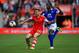 SOUTHAMPTON, ENGLAND - APRIL 26: Luke Shaw of Southampton holds off a challenge from Romelu Lukaku of Everton during the Barclays Premier League match between Southampton and Everton at St Mary's Stadium on April 26, 2014 in Southampton, England. (Photo