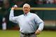 HOUSTON, TX - APRIL 01: Baseball legend Nolan Ryan tosses the first pitch on the field before the start of the game between the New York Yankees and the Houston Astros at Minute Maid Park on April 1, 2014 in Houston, Texas. (Photo by Scott Halleran/Gett