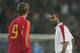 MADRID- SPAIN - NOVEMBER 17: Ashley Cole of England shouts at Fernando Torres of Spain during the international friendly match between Spain and England on November 17, 2004 at the Estadio Bernabeu in Madrid, Spain. (Photo by Ben Radford/Getty Images)