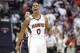 Apr 24, 2014; Atlanta, GA, USA; Atlanta Hawks guard Jeff Teague (0) shows emotion after a shot against the Indiana Pacers in the third quarter in game three of the first round of the 2014 NBA Playoffs at Philips Arena. Mandatory Credit: Brett Davis-USA TO