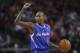 Mar 29, 2014; Houston, TX, USA; Los Angeles Clippers guard Jamal Crawford (11) signals during the third quarter against the Houston Rockets at Toyota Center. The Clippers defeated the Rockets 118-107. Mandatory Credit: Troy Taormina-USA TODAY Sports