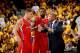 OAKLAND, CA - MAY 1: Blake Griffin #32 and DeAndre Jordan #6 of the Los Angeles Clippers speak with head coach Doc Rivers during a game against the Golden State Warriors in Game Six of the Western Conference Quarterfinals during the NBA Playoffs at Oracle