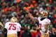 GREEN BAY, WI - JANUARY 05: Colin Kaepernick #7 of the San Francisco 49ers throws a pass in the first quarter against the Green Bay Packers during their NFC Wild Card Playoff game at Lambeau Field on January 5, 2014 in Green Bay, Wisconsin. (Photo by Ro