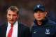 LONDON, ENGLAND - MAY 05: (L-R) Brendan Rogers the Liverpool manager speaks with Tony Pulis the Crystal Palace manager prior to kickoff during the Barclays Premier League match between Crystal Palace and Liverpool at Selhurst Park on May 5, 2014 in Londo