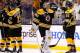 BOSTON, MA - MAY 03: Tuukka Rask #40 of the Boston Bruins is congratulated by teammate Patrice Bergeron #37 following their 5-3 win against the Montreal Canadiens in Game Two of the Second Round of the 2014 NHL Stanley Cup Playoffs at TD Garden on May 3,