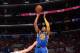 LOS ANGELES, CA - MAY 3: Andre Iguodala #9 of the Golden State Warriors shoots against the Los Angeles Clippers in Game Seven of the Western Conference Quarterfinals during the 2014 NBA Playoffs at Staples Center on May 3, 2014 in Los Angeles, California.