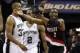 May 6, 2014; San Antonio, TX, USA; Portland Trail Blazers guard Wesley Matthews (2) reacts to a call against the San Antonio Spurs in game one of the second round of the 2014 NBA Playoffs at AT&T Center. The Spurs won 116-92. Mandatory Credit: Soobum Im-U