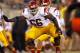EAST RUTHERFORD, NJ - SEPTEMBER 08: Marcus Martin #66 of the USC Trojans looks to block against the Syracuse Orange during a game at MetLife Stadium on September 8, 2012 in East Rutherford, New Jersey. (Photo by Rich Schultz/Getty Images)
