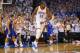 OKLAHOMA CITY, OK - MAY 07: Kevin Durant #35 of the Oklahoma City Thunder reacts against the Los Angeles Clippers in Game Two of the Western Conference Semifinals during the 2014 NBA Playoffs at Chesapeake Energy Arena on May 7, 2014 in Oklahoma City, Ok