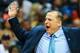 Apr 2, 2014; Atlanta, GA, USA; Chicago Bulls head coach Tom Thibodeau reacts to a play in the first half against the Atlanta Hawks at Philips Arena. Mandatory Credit: Daniel Shirey-USA TODAY Sports