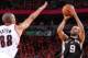PORTLAND, OR - MAY 10: Tony Parker #9 of the San Antonio Spurs takes a shot against the Portland Trail Blazers in Game Three of the Western Conference Semifinals during the 2014 NBA Playoffs on May 10, 2014 at the Moda Center in Portland, Oregon. NOTE TO