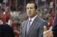 Kevin Dineen coaching the Panthers at a road game in PNC Arena in 2013.
